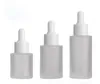 Gros Amber Clear Frosted plat épaule 30ml bouteilles en verre compte-gouttes liquides 1oz avec pipette en verre pour emballage cosmétique