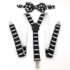 Fashion Flag Suspenders 2.5 * 100cm elastisk y-back + bowtie set 11 färger regnbåge justerbara hängslen för vuxen klipp-på hallowmas julklapp