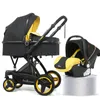 Hoge landschap kinderwagen 3 in 1 luxe hete mama wandelwagen reizen pram omkeerbare baby trolley roze met autostoel1