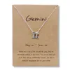 Argent 12 signe du zodiaque or carte bijoux de mode 12 Constellation pendentif collier pour femmes cadeaux d'anniversaire