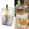 Durable Transparent PVC Champagne Wine Ice Bag 11*11*25cm Pouch Cooler Bag with Handle Portable Clear Storage Outdoor Cooling Bags OOA5117