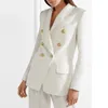 Est Runway Designer Blazer Metal Buttons Shawl Collar Wool Blends Tweed Coat Fashion Women