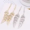 Fashion-feather Stud Earrings for Women Gold Plated Wedding Jewelry S Needle Cubic Zirconia Summer Fashion Earrings326y