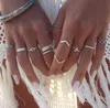 8 szt./SET Moda Otwarty geometryczny Lotus V Rhombus Wspólne Pierścienie Silne Pierścienie Zestaw Kobiet Wedding Party Jewelry Akcesoria