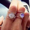 Nieregularność Naturalne Kamienie Pierścień Księżyca Stone Wspólny Pierścień dla kobiet moda ślubna biżuteria Maxi Oświadczenie