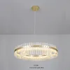 Postmodern Nordic pendant light luxury atmosphere round ring designer led new restaurant living room crystal lamp strip led lamp