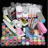 Professionele 42 Acrylvloeistof Poeder Glitter Clipper Primer File Nail Art Tips Tool Borstel Gereedschap Set Kit Nieuw