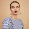 여성 파티 웨딩 쥬얼리 선물을위한 10Pair 패션 화려한 기하학적 라운드 링 후프 귀걸이