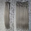 Grey Clip In Human Hair Extensions 100% Peruvian Straight Clip in Human Hair Extensions Real Remy Hair 8pcs 100g/Set