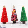 Wooden Christmas Decorations Handmade Felt Ball Leaves Artificial Christmas Tree Santa Claus Elk Christmas Desktop Ornaments