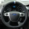 For Ford Kuga Focus DIY Hand-stitched Car Steering Wheel Cover Top Leather319V