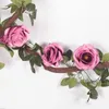 220 cm Artificiale Fiore di Rosa Vite Matrimonio Decorativo Real Touch Fiori di Seta con Foglie Verdi per la Decorazione della Ghirlanda Appesa a Casa