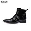 Batzuzhi 2018 Neue Männer Schuhe Stiefel Western Cowboy Stiefeletten Männer Spitze Schnallen Schwarz Leder botas hombre Runway, party Stiefel