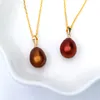 Daimi 8 59mm perle d'eau douce couleur marron pendentif collier 18k or jaune pendentif été collier bijoux fins J190718298O9708790