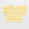 Девушка детская одежда футболка 100 хлопок орех оборками с коротким рукавом девушка футболка сплошной цвет девушки летняя футболка