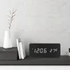 LED Trä väckarklocka Tid temperatur kalender display