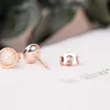Modischer runder Scheiben-Ohrstecker für Pandora-Ohrringe aus 925er-Sterlingsilber mit CZ-Diamant und Originalverpackung für Damen und Mädchen
