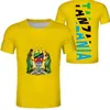 Tanzania t shirt diy skräddarsydd namn nummer tza t-shirt nation flagga tanzanian swahili country print po text kläder334e
