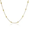 Collier de perle or de couleur or pur entier 24k Gol GP Chaîne de boîte 2 mm avec colliers de balles 45 cm de long Collier d'amour2597291