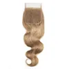 8 Ash Blonde Human Hair Weave Bunds med stängning Brasiliansk jungfru hår 34 Bunds med 4x4 spetsstängning Remy Human Hair Extens5080577