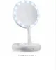 Portable Round Foldable LED Makeup Mirror Women Facial Make Up Mirror Table Desktop Cosmetic Mirrors Tools Storage Box Gift