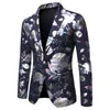 Men Blazers Kurtka marynarkalna Back White Blue Fashion Fashion Floral Printed Blazer Wedding Mens Suits