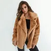 Ny Höst Winter Fleece Faux Fur Jacket Coat Fashion Ladies Kvinnor Långärmad Öppen Fram Vrid ner Krage Ytterkläder 2019