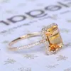 Vous êtes unique dans le monde exquis Solitaire Anneaux 14K Platinum Exagération jaune Bling Bling Femmes Shining Ring Jewel1932183