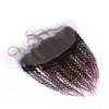 Borgonha Ombre Encaracolado Kinky Pacotes Tecer Cabelo Peruano 3 Pcs com Fechamento Frontal 4 Pcs Lote # 1B / 99J Vinho Tinto Ombre Encaracolado Cabelo Humano Tramas