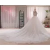Fotos reais dos vestidos do casamento do trem da quadra Layerst Tule com beading strapless vestidos nupciais contas com lantejoulas Arábia Saudita