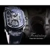 Forsining 2018 Black Display Openwork Clock White Hands Unique Two Small Circle Design Men's Automatic Watches Top Brand Luxu270N