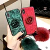 Women Phone Case Designer Marble Crack Smooth Hairball Hand Wrist Strap Holder Glitter Gold Foil Warm Luxury Iphone Case High Quality