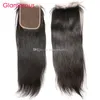 Glamorösa malaysiska peruanska indiska brasilianska raka hårluckan 1pcs Virgin Remy Hair 4x4 Lace Stänger Original Human Hair Pieces för Kvinnor