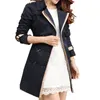 Oln Mulheres Trench Coat Coloque Collar Double Breasted Casaco longo Plus Size Ladies Roupas Femininas Windbreaker Vintage HQB53