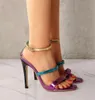 Hot Sale-Sexy Purple Color Mixed Strappy Stiletto Heels Femmes Banquet Prom Shoes Taille 35 à 40