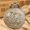 Bronze Exquisite Lovers Kiss Couple Design Quartz Pocket Watch Jewelry Clock Gifts for Men Women Charming Romantic Necklace Chain