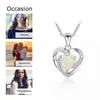 New Fashion Heart Pendant Necklaces For Women 925 Sterling Silver White Heart Opal Necklace With Zircon Wedding Jewelry3403661