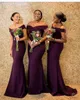 African Nigerian Bury Plus Size Mermaid Bridesmaid Off Shoulder Long Formal Maid Of Honor Gowns Wedding Guest Dress Pleats