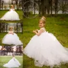 Miniature Bride White Flower Girl Dresses with Detachable Train Little Kids Girls Wedding Dress Party Prom Gowns Girl Pageant Dress