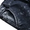 Men's New Fashion Elastic Personality Motorcycle Style Patchwork Denim Trousers High quality ripped jeans for men stretch ripped