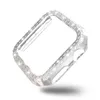 Diamond Watch Cover Luxury Bling Crystal PC Cover för Apple Watch Case Band för Iwatch Series 4 3 2 1 Fall 42mm 38mm Många färger