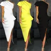 Kvinnors avslappnade klänningar bodycon en axel klänning damer fest kväll midi robe femme longubandage klänningar vestidos