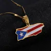 Rostfritt stål emalj Puerto Rico Map Pendant Necklace For Women Men Puerto Ricans Map Chain Jewelry4700400