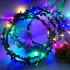 Hett sålda LED Pannband Lights Glödslingor Flower Crown Pannband Light Up Hår Krans Hårband Girlander Dam Julfest Krans