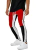 Män Patchwork Sweatpants Red Black Spliced ​​Skinny Byxor Mens Elastiska Midja Hiphop Rap Street Wear Causal Joggers Sweat Byxor