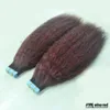 Kinky Curly Skin Weft Taśma w przedłużaniu włosów Kinky Prosty splot 100% Human Hair Brazylijski Indian Peruvian 12-28 cal 100g / 40szt