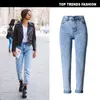 Venda quente azul cintura alta mãe 80s jeans casual hetero-liderado denim para senhoras jeans femme 2020