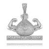 Neue 18K Gold Herren Bling Money Bag Dollar $ Money Power Anhänger Halskette Hip Hop personalisierter Zirkonia Schmuck Bijoux Geschenke für Männer
