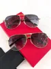 Partihandel - Lyxig designer solglasögon metall pilotram glasögon handgjorda trä glasögon lins laser toppkvalitet UV400 skydd med fall