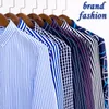 Aileekiss 2019 Brand New Camisa Maskulina Mens Shirts Man Casual Social Shirt Striped Långärmad Slim Fit 4XL 12Colors XT717